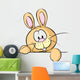 bunny peeking from behind the desk isolated Wall Decal