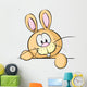 bunny peeking from behind the desk isolated Wall Decal