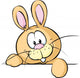 bunny peeking from behind the desk isolated Wall Decal