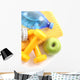 dumbbells towel water and apple - ready to fitness Wall Mural