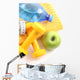dumbbells towel water and apple - ready to fitness Wall Mural