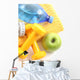 dumbbells towel water and apple - ready to fitness Wall Mural