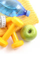 dumbbells towel water and apple - ready to fitness Wall Mural