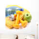 dumbbells towel water and apple - ready to fitness Wall Mural