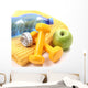 dumbbells towel water and apple - ready to fitness Wall Mural