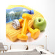 dumbbells towel water and apple - ready to fitness Wall Mural