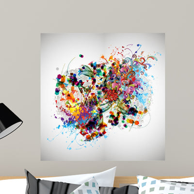 Splatt Rainbow Splatter Wall Decal shown on a wall