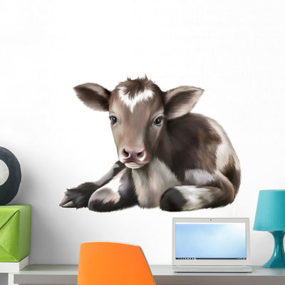 Newborn Calf Black and Wall Decal shown on a wall