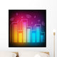 Music neon city with equalizer skyscrapers Wall Mural