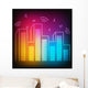 Music neon city with equalizer skyscrapers Wall Mural
