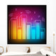 Music neon city with equalizer skyscrapers Wall Mural