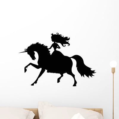 Princess and Unicorn Wall Decal shown on a wall