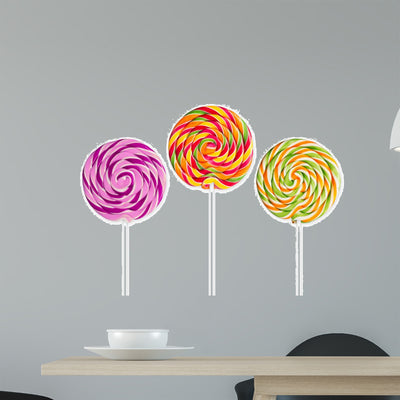 Colorful Lollipops shown on a wall