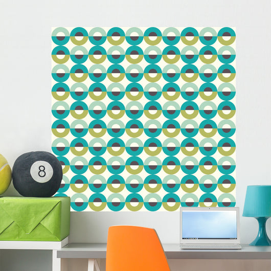 Circle Seamless Pattern Green Wall Decal Design 1