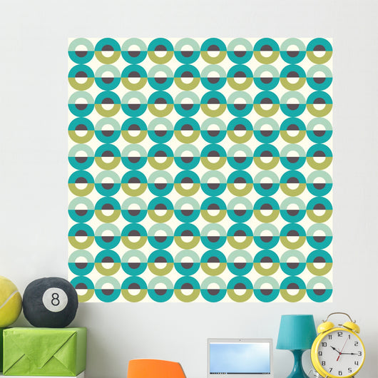 Circle Seamless Pattern Green Wall Decal Design 1