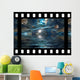 unreal universe on film with ocean, sea, space and planet. Wall Mural