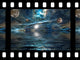 unreal universe on film with ocean, sea, space and planet. Wall Mural