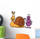 Ant and Snail Cartoon Illustration Wall Mural