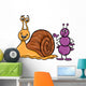 Ant and Snail Cartoon Illustration Wall Mural