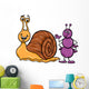 Ant and Snail Cartoon Illustration Wall Mural