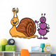 Ant and Snail Cartoon Illustration Wall Mural