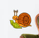 snail and lettuce cartoon illustration Wall Decal