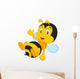 Cute little bee cartoon waving hand Wall Decal