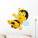 Cute little bee cartoon waving hand Wall Decal