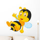 Cute little bee cartoon waving hand Wall Decal