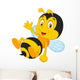 Cute little bee cartoon waving hand Wall Decal