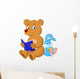 Cartoon Bear and Rabbit Reading Book Wall Decal