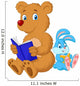 Cartoon Bear and Rabbit Reading Book Wall Decal