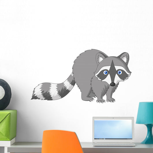 Cute Raccoon Cartoon Wall Decal