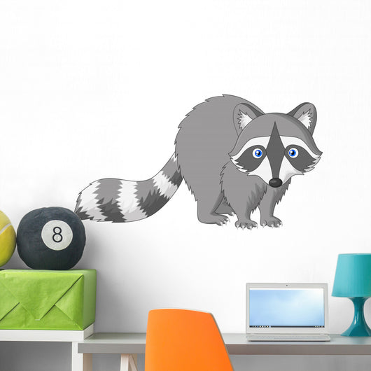 Cute Raccoon Cartoon Wall Decal
