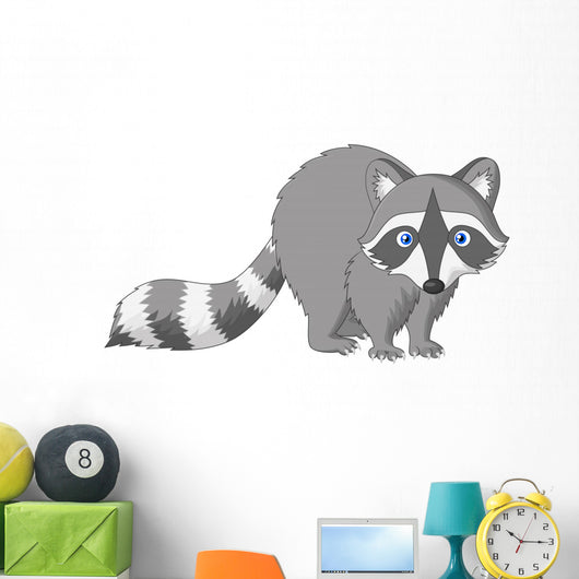 Cute Raccoon Cartoon Wall Decal