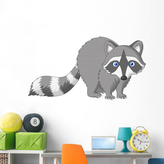 Cute Raccoon Cartoon Wall Decal
