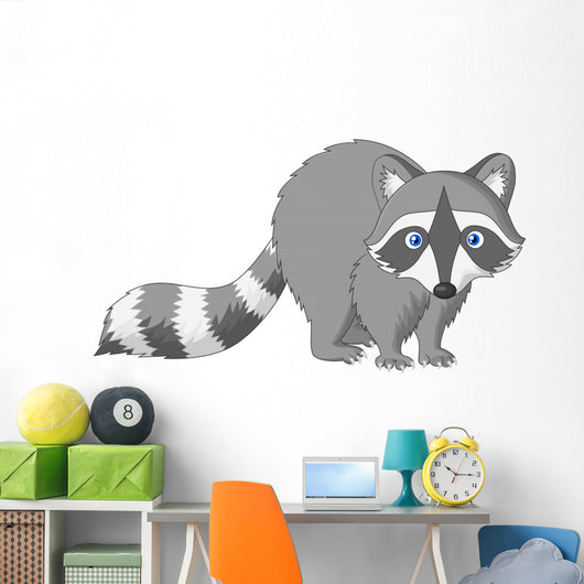 Cute Raccoon Cartoon Wall Decal