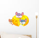 Cartoon mouse hiding inside cheddar cheese Wall Decal