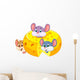 Cartoon mouse hiding inside cheddar cheese Wall Decal