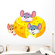 Cartoon mouse hiding inside cheddar cheese Wall Decal