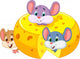 Cartoon mouse hiding inside cheddar cheese Wall Decal