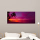 Tropical sunset with palm tree silhouette panorama 