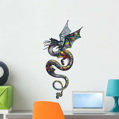 Dragon Wall Decal shown on a wall