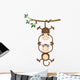 Monkey Hanging and Holding Monkey Wall Decal