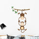 Monkey Hanging and Holding Monkey Wall Decal