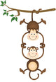 Monkey Hanging and Holding Monkey Wall Decal