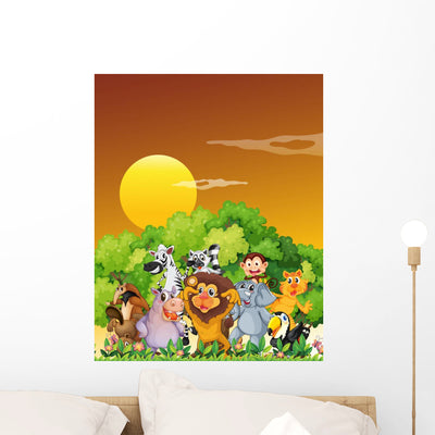 Group Animals Forest shown on a wall