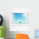 Open White Window With Flowerpot. 