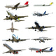 Plane collection isolated on a white background. High resolution 