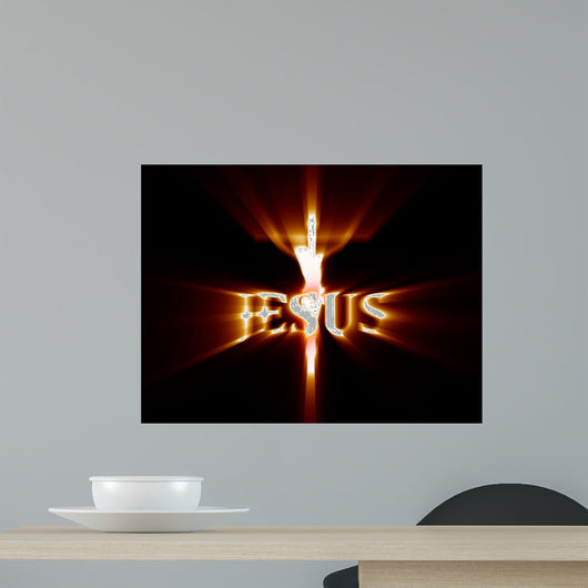 Jesus Crucifixion Visualized With Light Rays Wall Mural